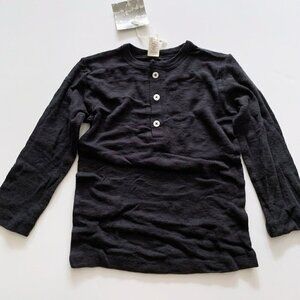 Kate Quinn Organics black pointelle kids tee 4T